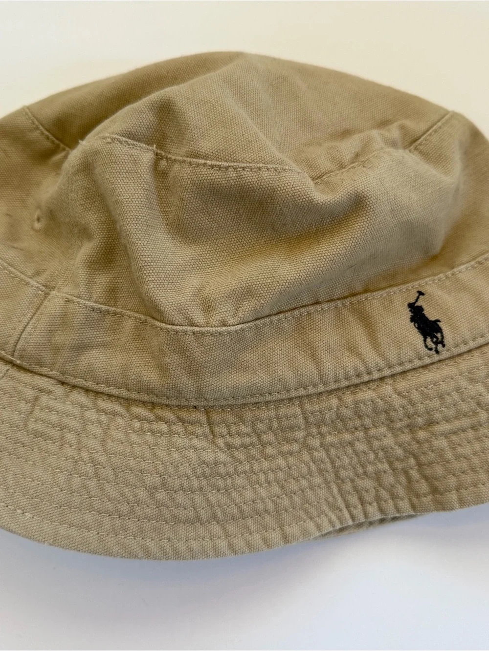 Polo by Ralph Lauren Khaki/Tan Bucket Hat with navy  Polo Logo - Picture 2 of 10
